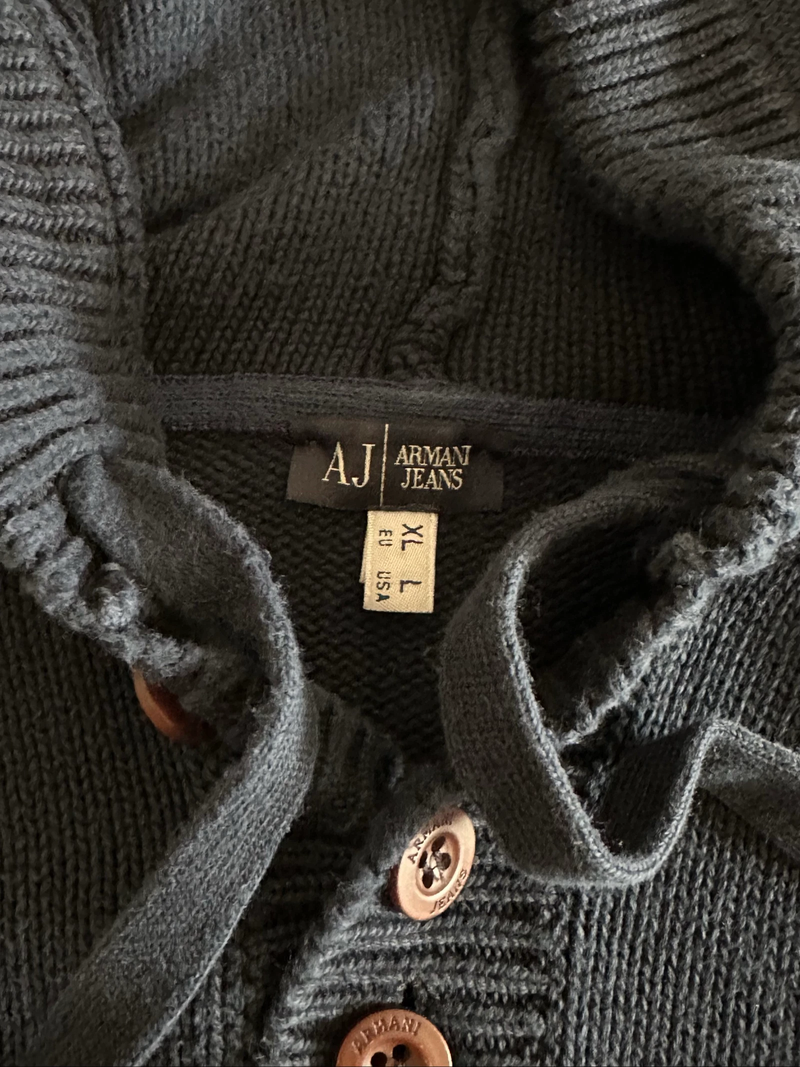 Armani Jeans Pull à Capuche 100% Coton Bleu Marine Taille XL – photo 5